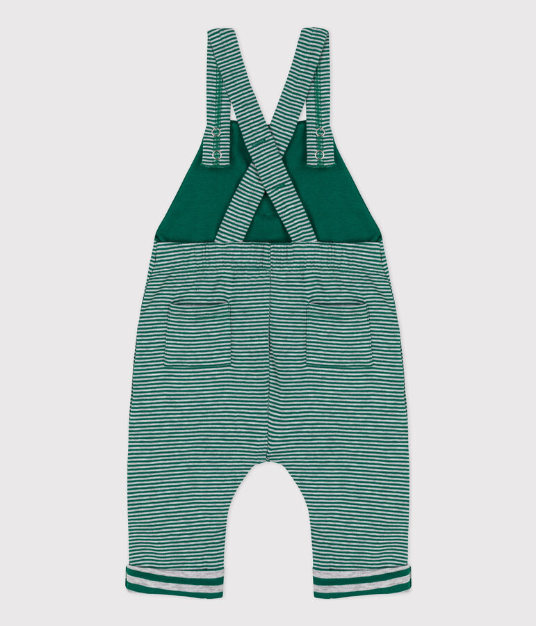 Babies' Pinstriped Long Tube Knit Dungarees green/grey