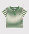 Babies' short-sleeved stripy cotton T-shirt PALMERAIE green/AVALANCHE