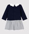 Babies' Fleece Dress MARSHMALLOW white/SMOKING blue