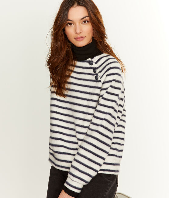 Women's Super Soft Sailor Top COQUILLE beige/SMOKING blue
