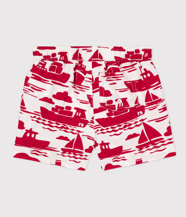 Babies' Recycled Fabric Swim Shorts Ecru/red
