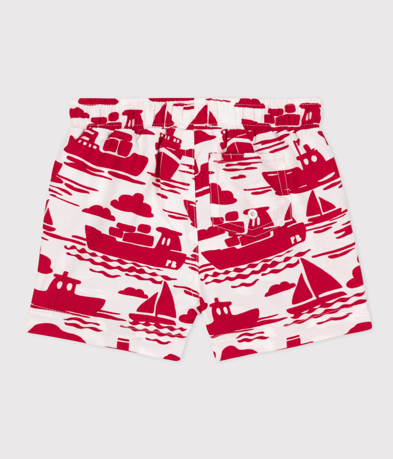 Babies' Recycled Fabric Swim Shorts Ecru/red
