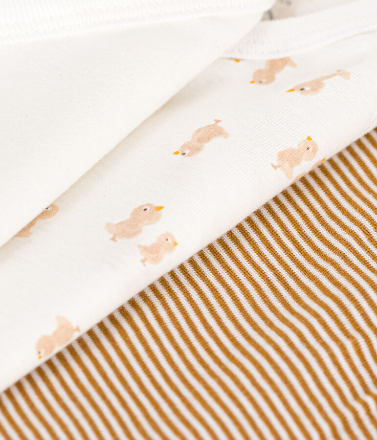 Babies' long-sleeved wrapover cotton bodysuits - 3-Pack multicolor