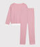 Women's stripy cotton pyjamas pink/white