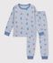Children's pyjamas in ski-print fleece blue/multicolor
