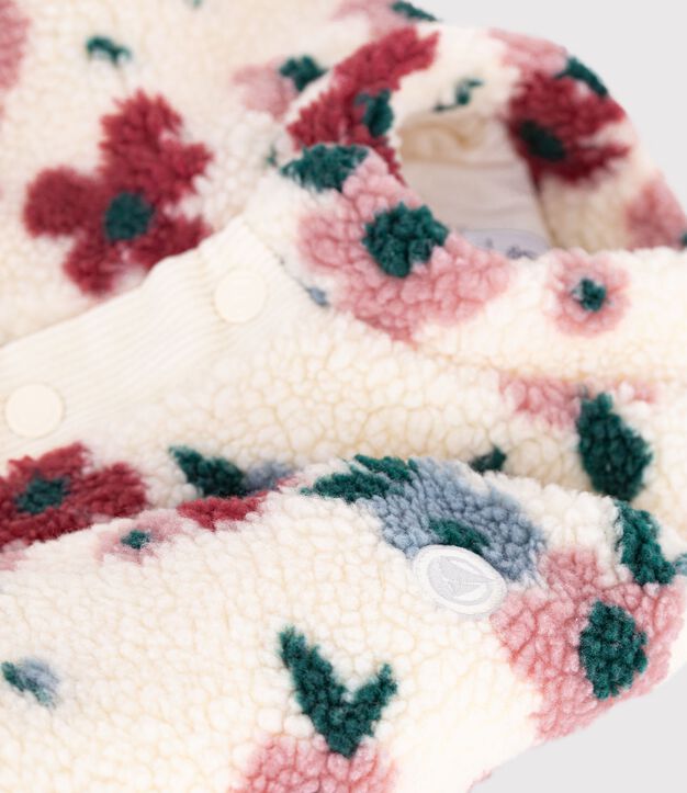 Babies' padded coat in floral print sherpa Ecru/multicolor