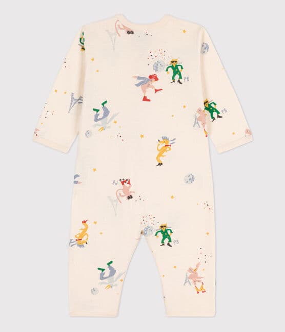 Babies' Footless Cotton Sleepsuit AVALANCHE white/MULTICO