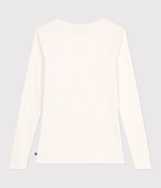 Women's Iconic long-sleeved wool and cotton T-shirt MILK