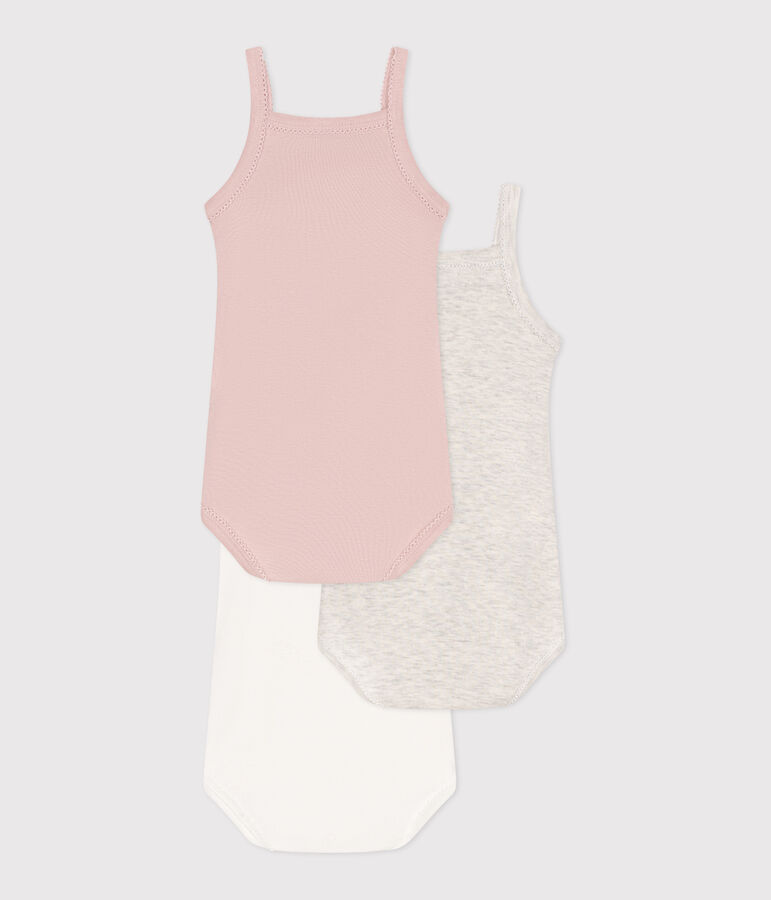Babies' strappy plain cotton bodies - 3-Pack multicolor