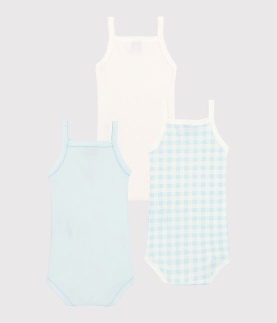 Baby Girls' Blue Gingham Strappy Bodysuits - 3-Pack variante 1