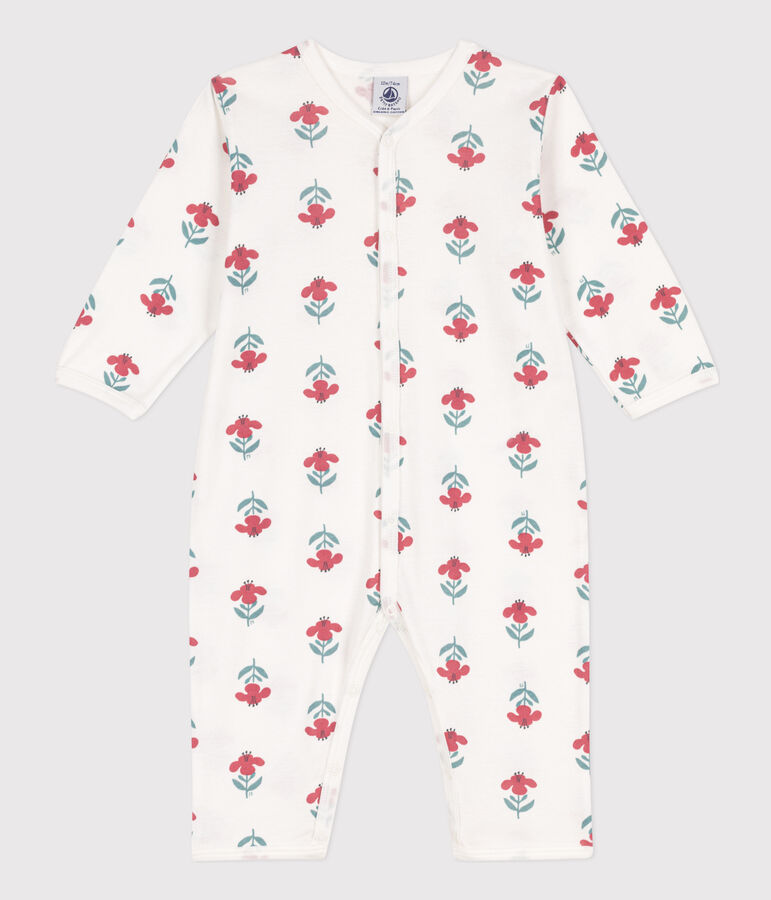 Floral Footless Cotton Sleepsuit white/multicolor
