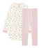 Girls' Long-Sleeved Double-Sided Jersey Nightdress with Heart Print MARSHMALLOW white/MULTICO white