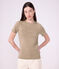 Women's short-sleeved plain cotton T-shirt beige