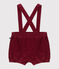Babies' plain corduroy shorts with shoulder straps AMARANTE
