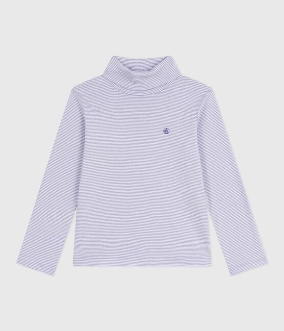 Children's stripy cotton rollneck top SQUAW white/MARSHMALLOW