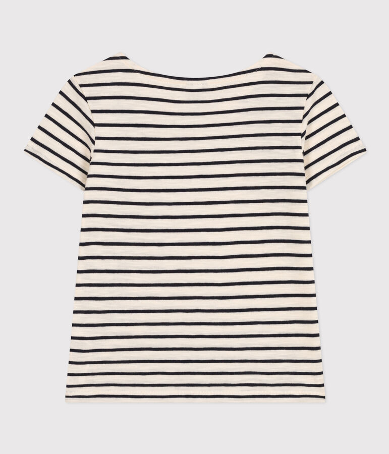Girls' Stripy Slub Jersey T-shirt AVALANCHE white/SMOKING blue