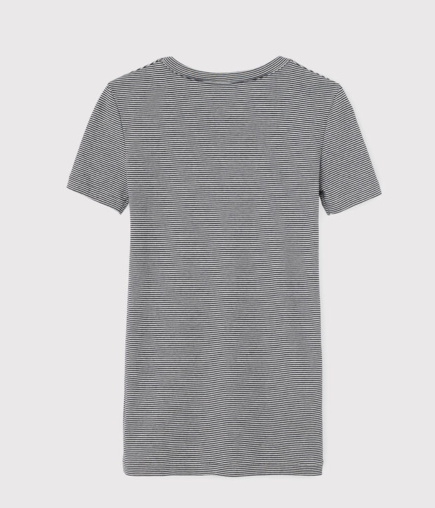Women's Iconic Round-Neck Striped Cotton T-Shirt blue/white