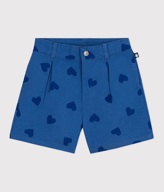 Children's heart-patterned cotton shorts ALASKA FONCE blue/MEDIEVAL