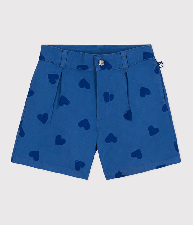 Children's heart-patterned cotton shorts blue/blue