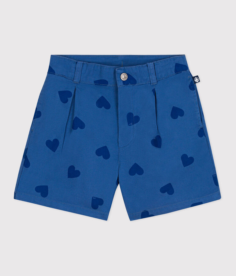 Children's heart-patterned cotton shorts blue/blue