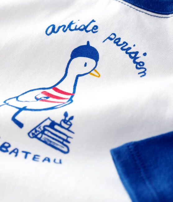 Babies' Cotton T-Shirt MARSHMALLOW white/MAJOR blue
