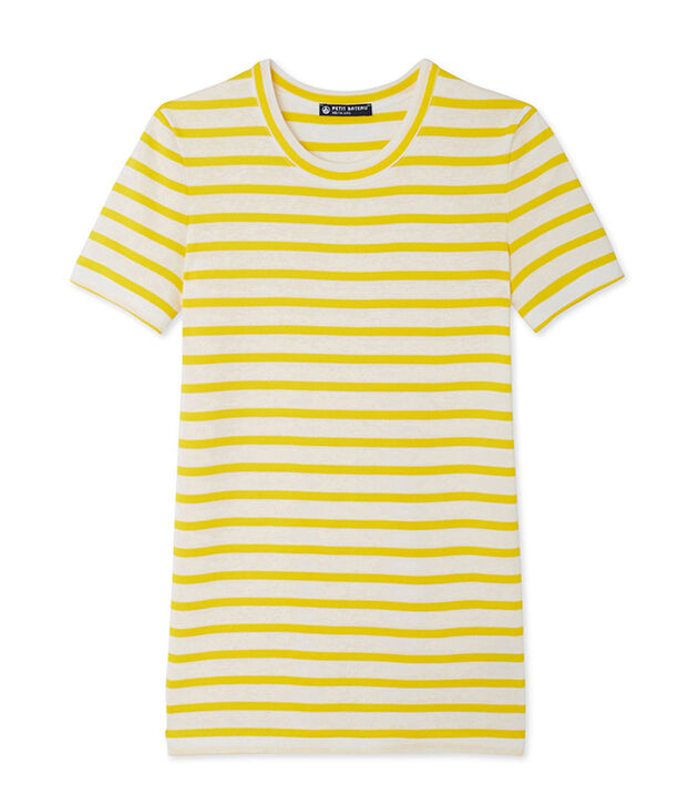 Women's T-shirt in heritage striped rib yellow/white