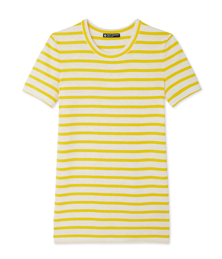 Women's T-shirt in heritage striped rib SHINE yellow/MARSHMALLOW white