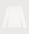 Women's plain long-sleeved iconic rib knit T-shirt ECUME white