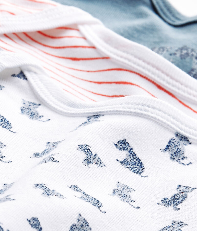 Set of 3 baby boys' short-sleeved bodysuits LOT white