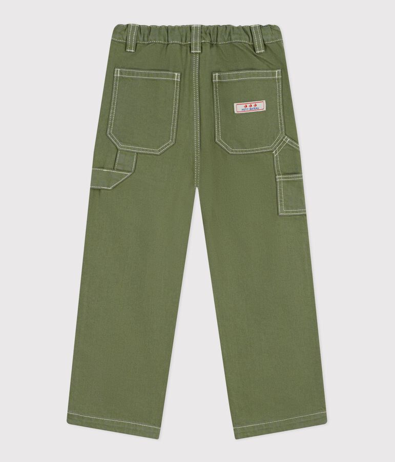Children's cotton carpenter-style trousers green