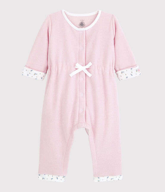 Babies' Long Pink Brushed Terry Jumpsuit JOLI pink