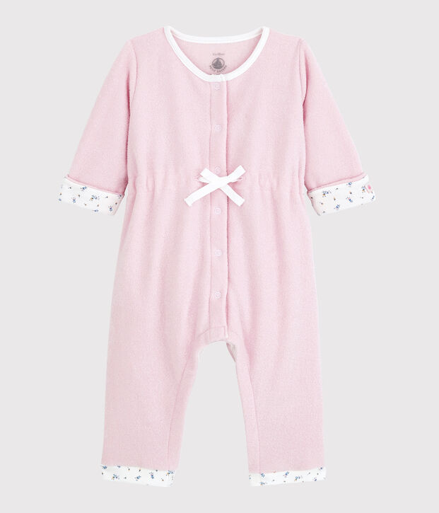 Babies' Long Pink Brushed Terry Jumpsuit JOLI