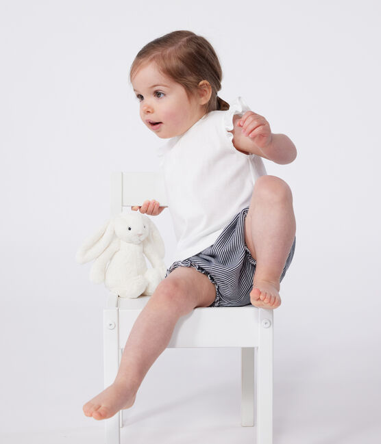 Babies' sleeveless cotton blouse MARSHMALLOW white
