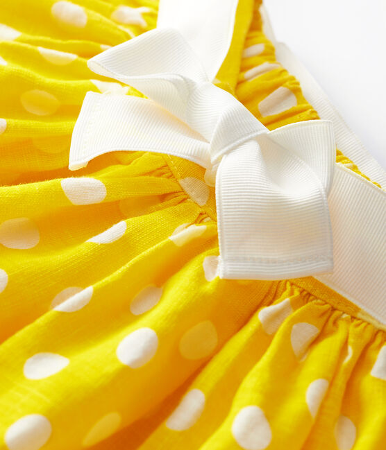 Girls' Linen Skirt SHINE yellow/MARSHMALLOW white