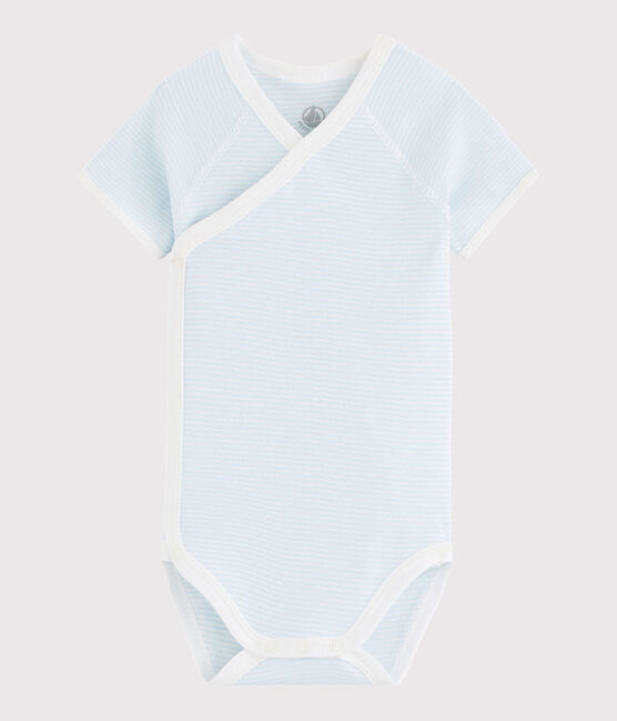 Unisex Babies' Short-Sleeved Wrapover Bodysuit TOUDOU blue/MARSHMALLOW white