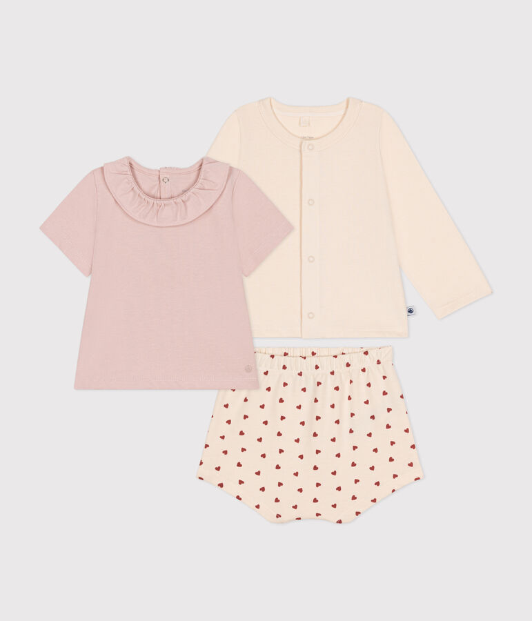 Babies' Lightweight Jersey Outfit - 3-Piece Set Ecru/multicolor