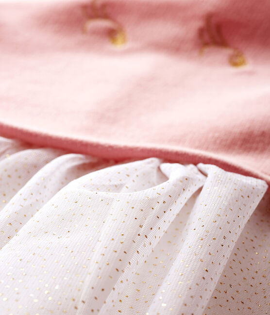 Baby Girls' Long-Sleeved Dual Material Dress CHARME pink/MULTICO white