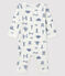 Babies' Footless Ribbed Paris Sleepsuit MARSHMALLOW white/MAJOR blue