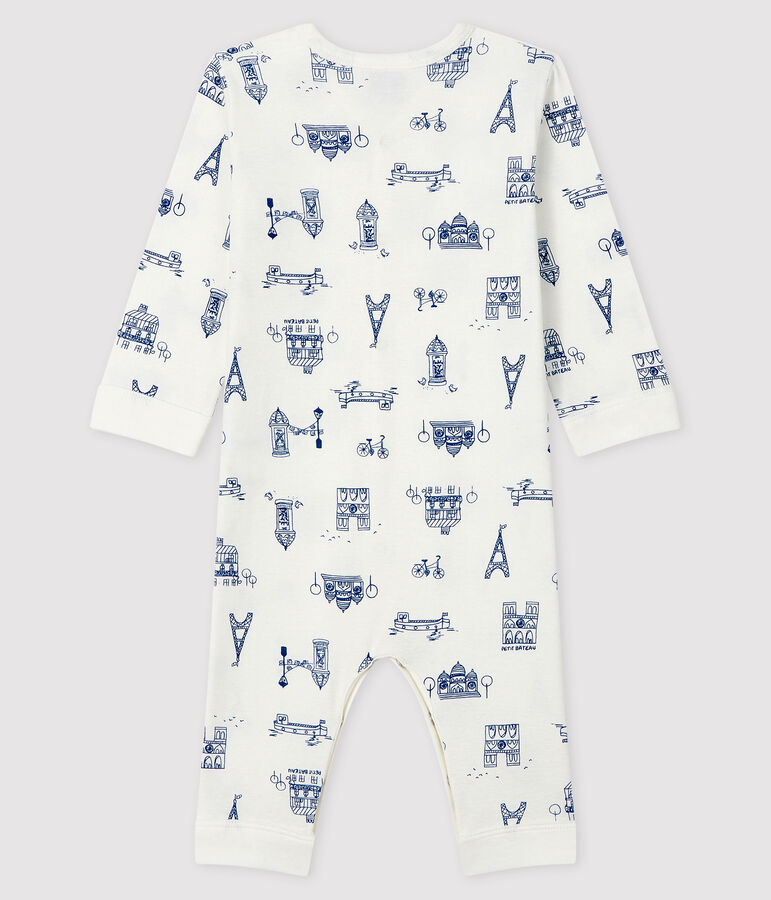Babies' Footless Ribbed Paris Sleepsuit white/blue