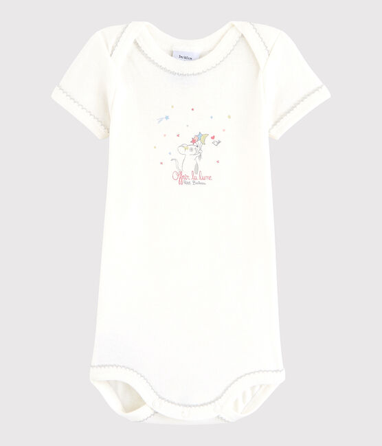 Baby Girls' Short-Sleeved Bodysuit Lait white