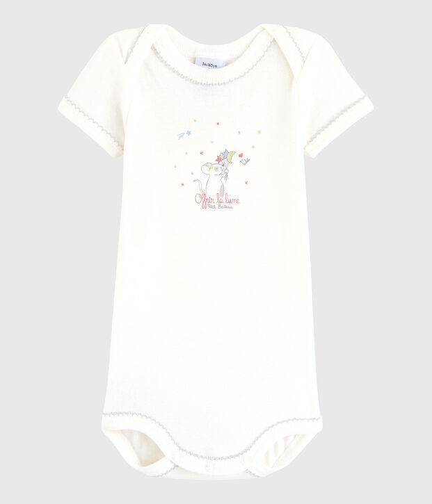 Baby Girls' Short-Sleeved Bodysuit Lait white