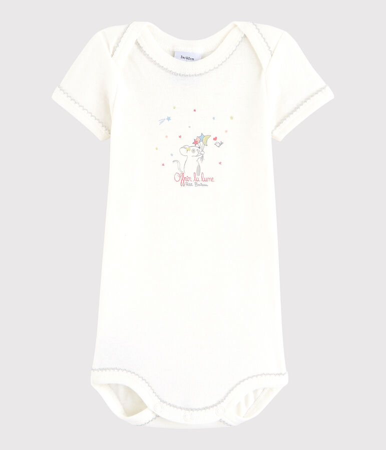 Baby Girls' Short-Sleeved Bodysuit Lait white