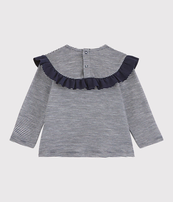 Baby girl's long-sleeved blouse SMOKING blue/MARSHMALLOW white