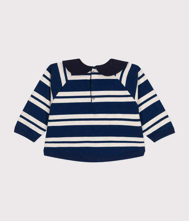 Babies' thick jersey sweatshirt blue/beige
