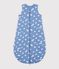 Babies' 2.5 TOG cotton sleeping bag printed with hearts blue/white
