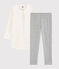 Girls' Starry Tube Knit Nightdress with Leggings MARSHMALLOW white/ARGENT grey