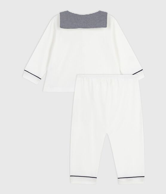 Babies' two-piece pyjamas with a sailor collar MARSHMALLOW white