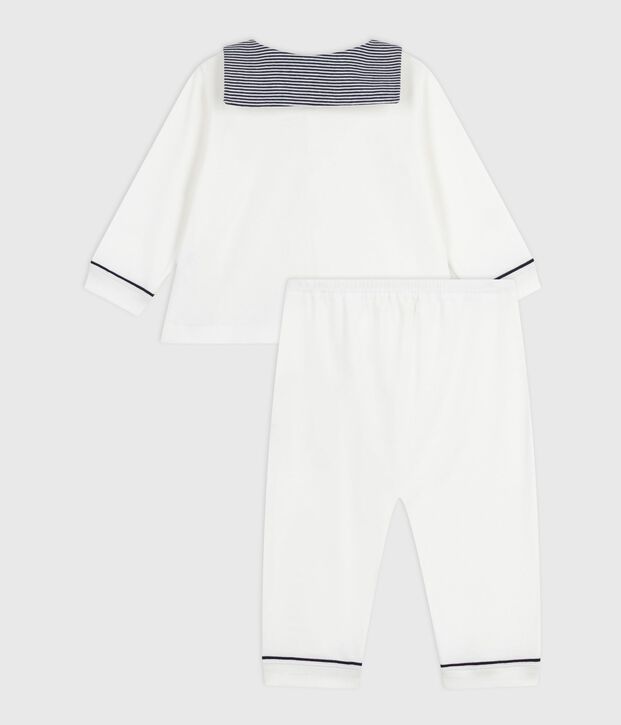 Babies' two-piece pyjamas with a sailor collar white