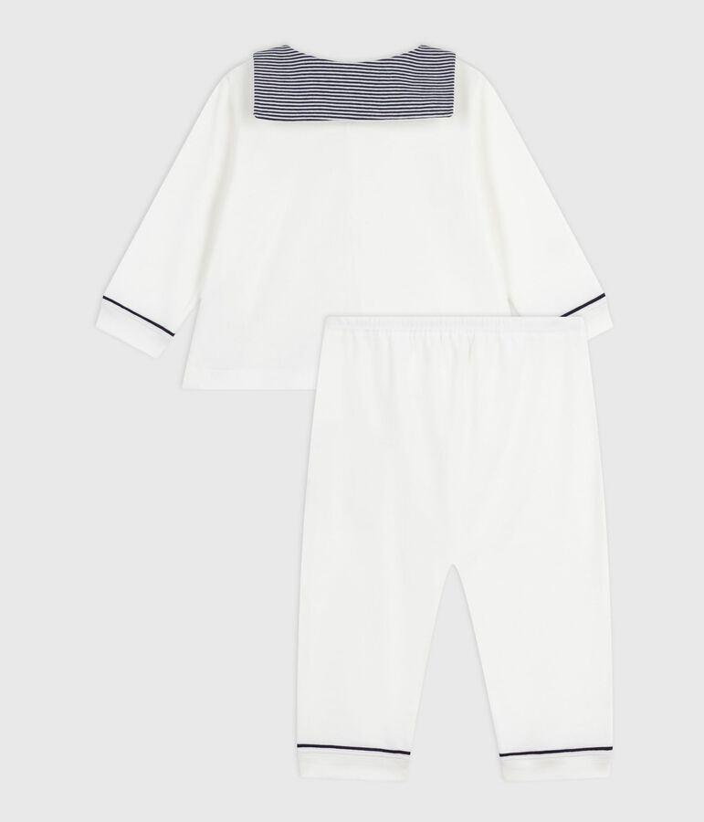Babies' two-piece pyjamas with a sailor collar white