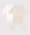 Babies' Velour Three-Piece and Bodysuit MONTELIMAR CHINE beige